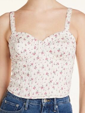 No Boundaries Corset Top - Women’s White with Floral Corset/Tank. Size Large.
